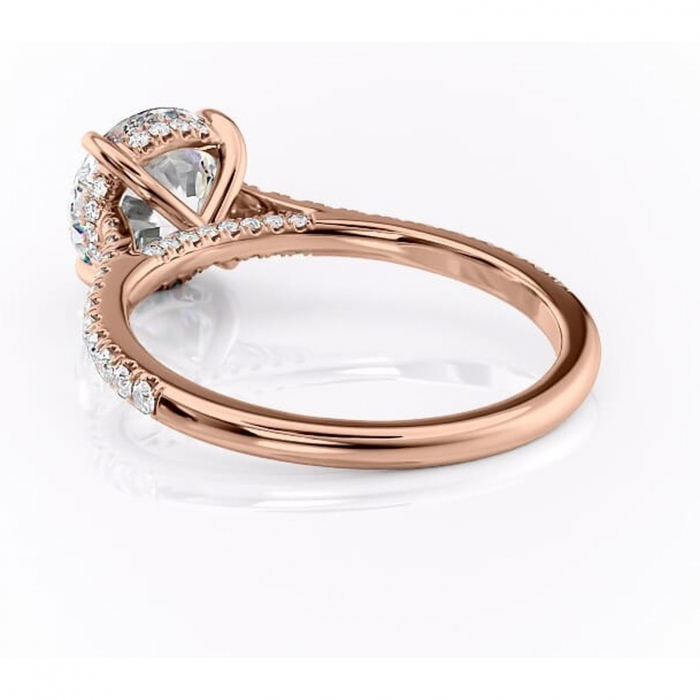 Inel de logodnă Zella din aur Rose 14kt cu moissanite tăietură rotundă – Montură pavé rafinată pentru profil înalt | Personalizează și configurează gratuit online [4]