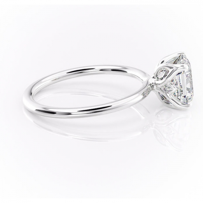Inel de logodnă Zephyra din aur Alb 14kt cu moissanite tăietură asscher – Solitar rafinată pentru profil înalt | Personalizează și configurează gratuit online [2]