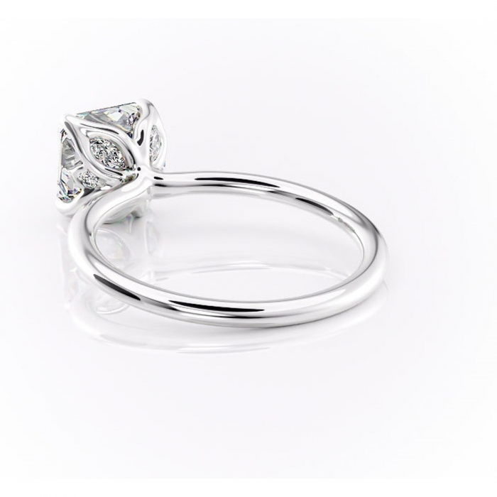 Inel de logodnă Zephyra din aur Alb 14kt cu moissanite tăietură asscher – Solitar rafinată pentru profil înalt | Personalizează și configurează gratuit online [4]