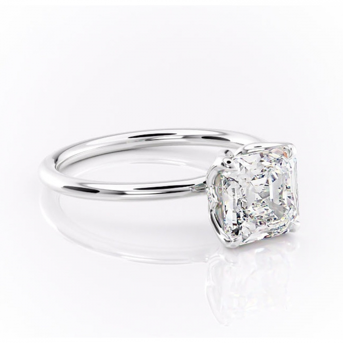 Inel de logodnă Zephyra din aur Alb 14kt cu moissanite tăietură asscher – Solitar rafinată pentru profil înalt | Personalizează și configurează gratuit online [1]