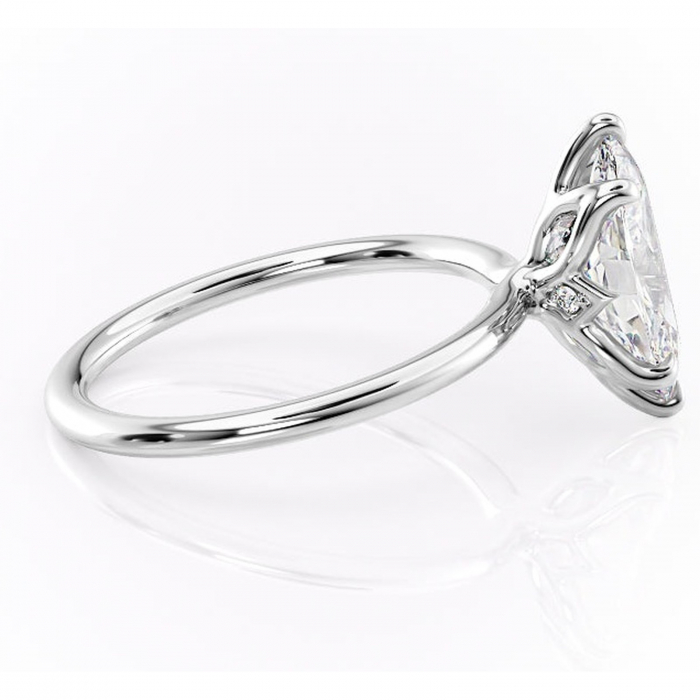 Inel de logodnă Zephyra din aur Alb 14kt cu moissanite tăietură marquise – Solitar rafinată pentru profil înalt | Personalizează și configurează gratuit online [2]