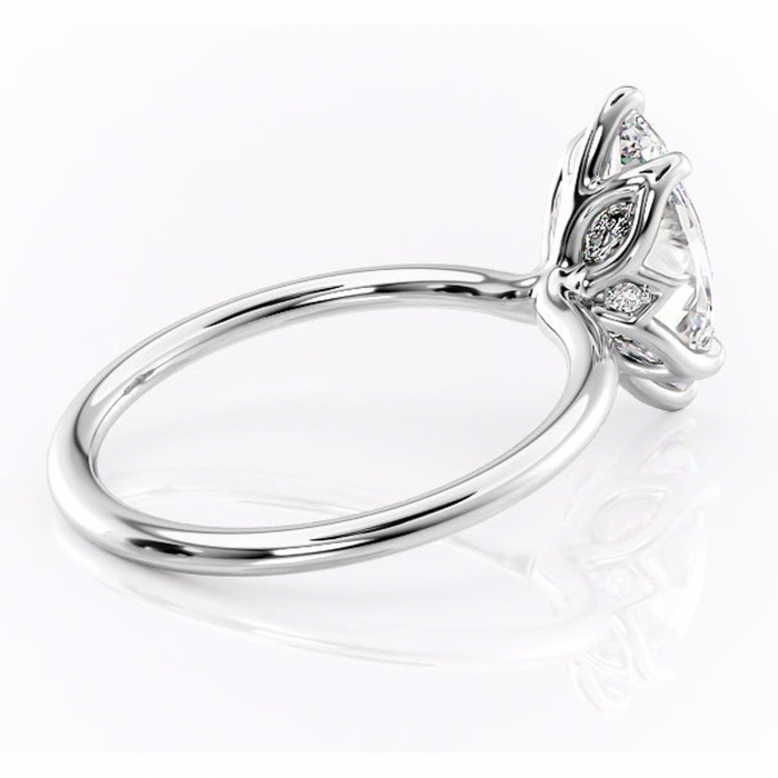 Inel de logodnă Zephyra din aur Alb 14kt cu moissanite tăietură marquise – Solitar rafinată pentru profil înalt | Personalizează și configurează gratuit online [3]