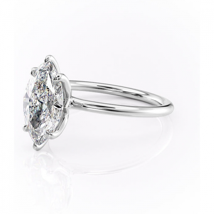 Inel de logodnă Zephyra din aur Alb 14kt cu moissanite tăietură marquise – Solitar rafinată pentru profil înalt | Personalizează și configurează gratuit online [7]