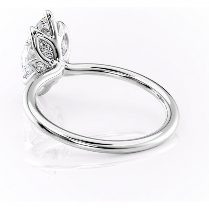 Inel de logodnă Zephyra din aur Alb 14kt cu moissanite tăietură marquise – Solitar rafinată pentru profil înalt | Personalizează și configurează gratuit online [4]