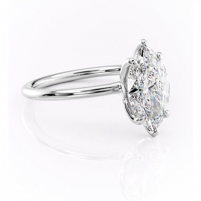 Inel de logodnă Zephyra din aur Alb 14kt cu moissanite tăietură marquise – Solitar rafinată pentru profil înalt | Personalizează și configurează gratuit online [1]