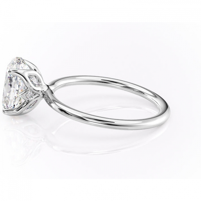 Inel de logodnă Zephyra din aur Alb 14kt cu moissanite tăietură ovală – Solitar rafinată pentru profil înalt | Personalizează și configurează gratuit online [6]