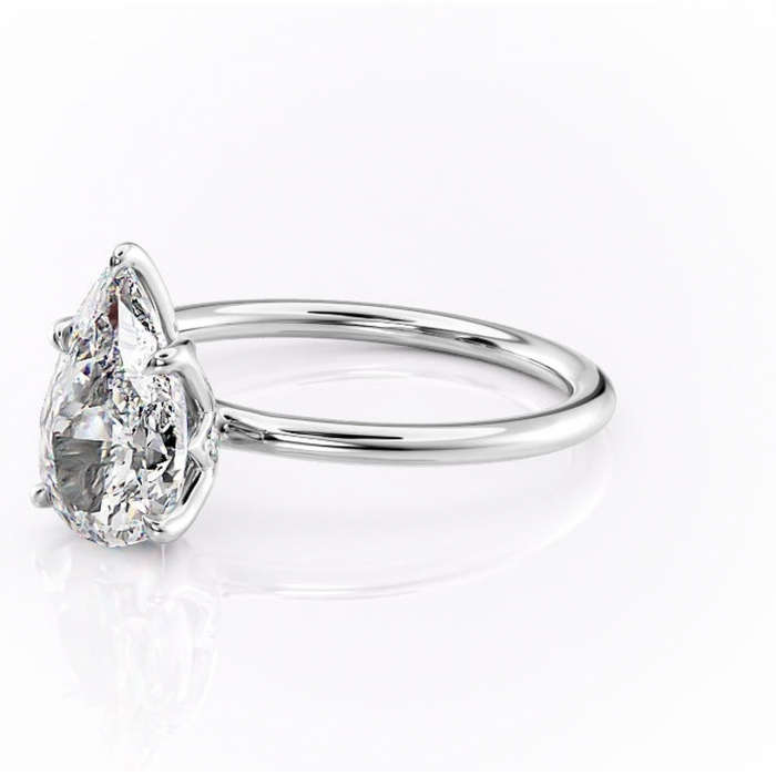 Inel de logodnă Zephyra din aur Alb 14kt cu moissanite tăietură pară – Solitar rafinată pentru profil înalt | Personalizează și configurează gratuit online [7]