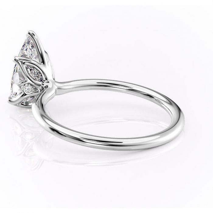 Inel de logodnă Zephyra din aur Alb 14kt cu moissanite tăietură pară – Solitar rafinată pentru profil înalt | Personalizează și configurează gratuit online [5]