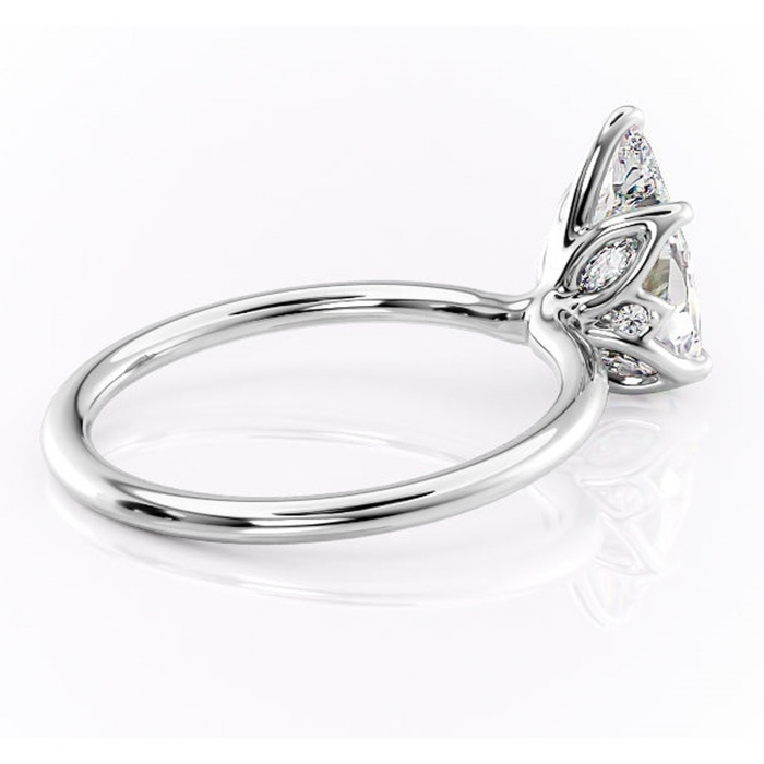 Inel de logodnă Zephyra din aur Alb 14kt cu moissanite tăietură pară – Solitar rafinată pentru profil înalt | Personalizează și configurează gratuit online [3]