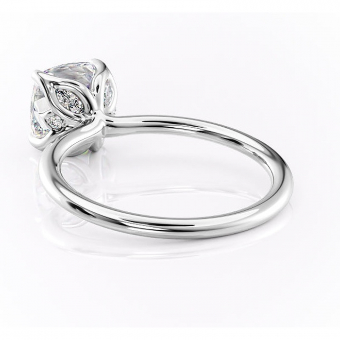 Inel de logodnă Zephyra din aur Alb 14kt cu moissanite tăietură pernă – Solitar rafinată pentru profil înalt | Personalizează și configurează gratuit online [4]