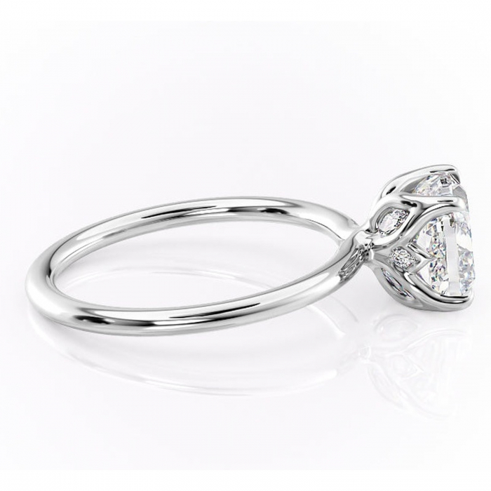 Inel de logodnă Zephyra din aur Alb 14kt cu moissanite tăietură pernă – Solitar rafinată pentru profil înalt | Personalizează și configurează gratuit online [2]
