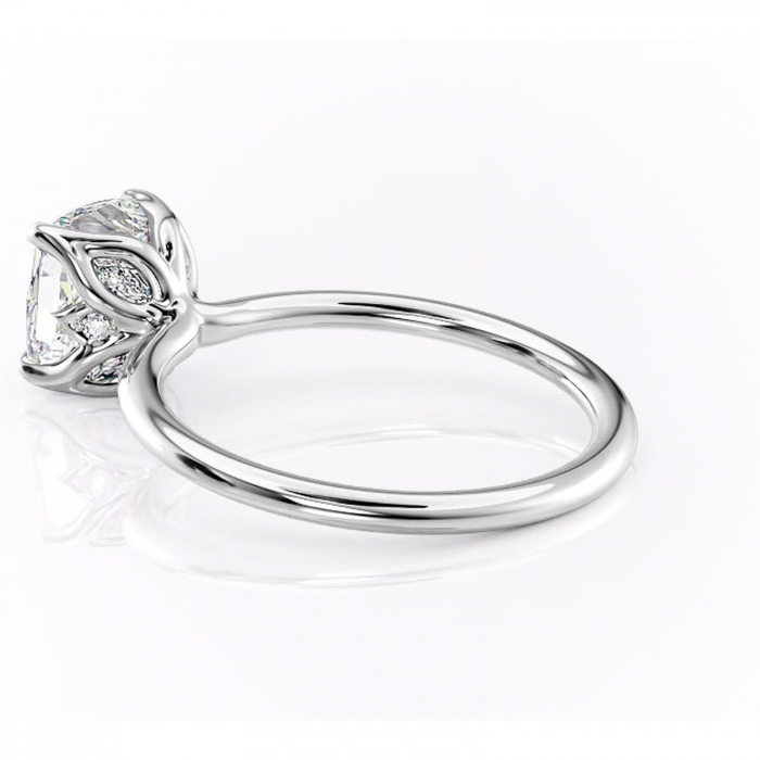 Inel de logodnă Zephyra din aur Alb 14kt cu moissanite tăietură pernă – Solitar rafinată pentru profil înalt | Personalizează și configurează gratuit online [5]