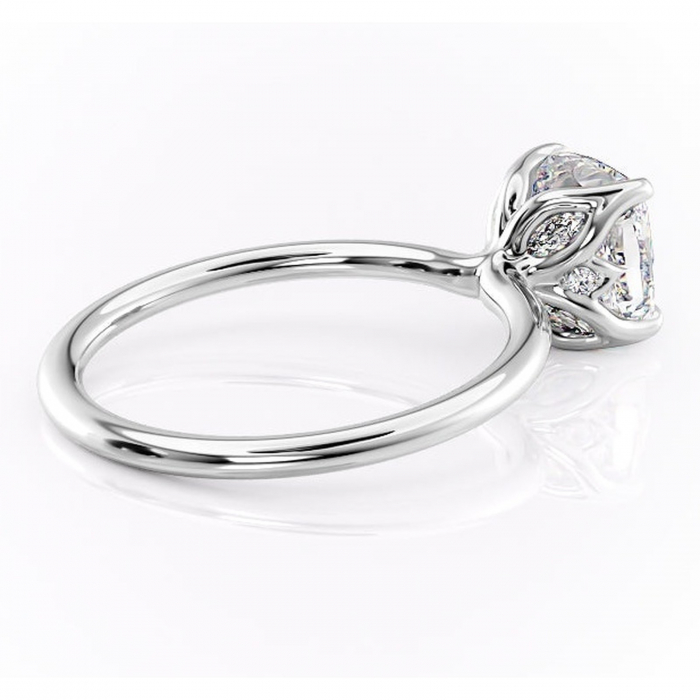 Inel de logodnă Zephyra din aur Alb 14kt cu moissanite tăietură pernă – Solitar rafinată pentru profil înalt | Personalizează și configurează gratuit online [3]