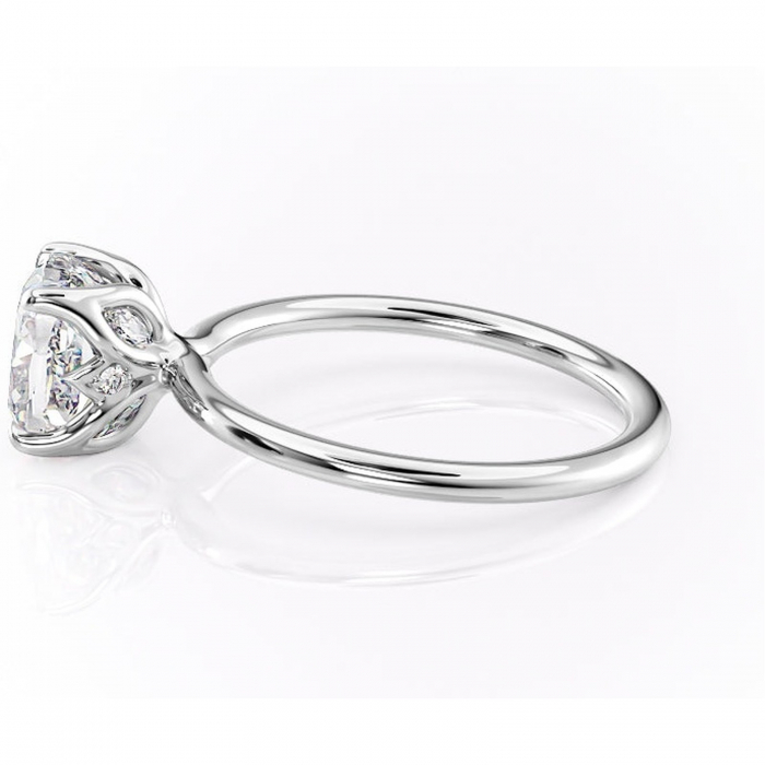 Inel de logodnă Zephyra din aur Alb 14kt cu moissanite tăietură pernă – Solitar rafinată pentru profil înalt | Personalizează și configurează gratuit online [6]