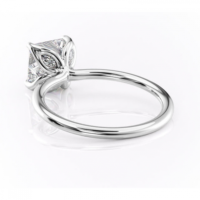Inel de logodnă Zephyra din aur Alb 14kt cu moissanite tăietură princess – Solitar rafinată pentru profil înalt | Personalizează și configurează gratuit online [4]