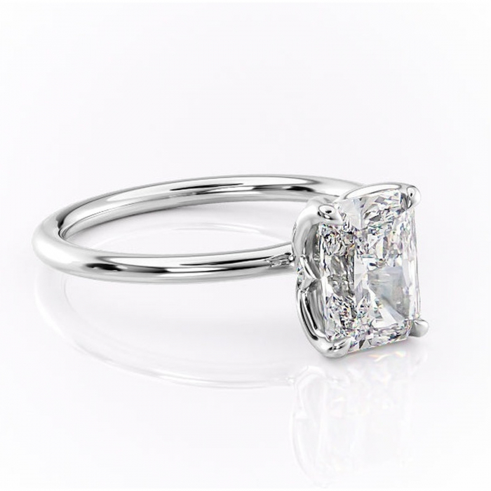 Inel de logodnă Zephyra din aur Alb 14kt cu moissanite tăietură radiantă – Solitar rafinată pentru profil înalt | Personalizează și configurează gratuit online [1]