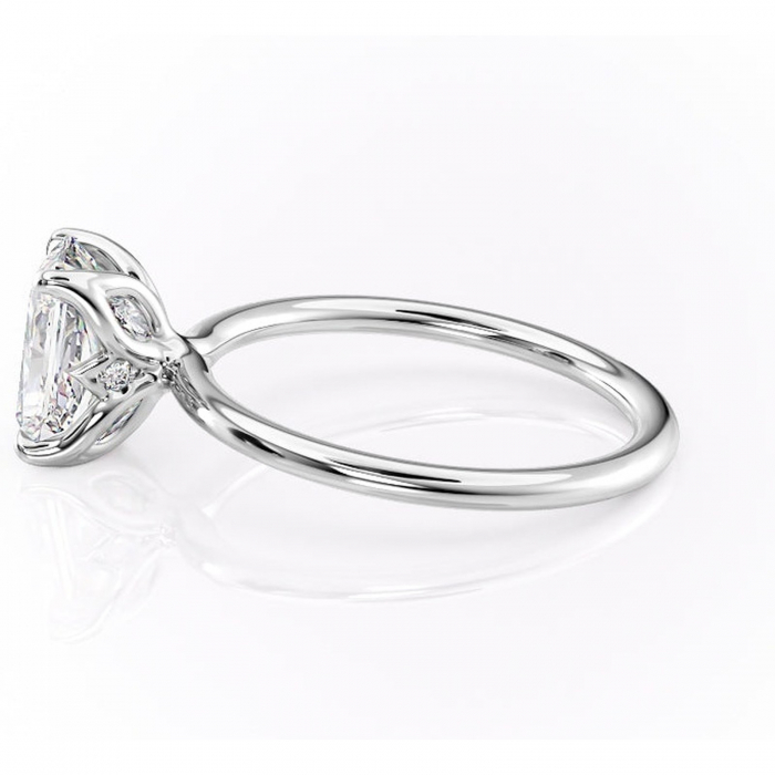 Inel de logodnă Zephyra din aur Alb 14kt cu moissanite tăietură radiantă – Solitar rafinată pentru profil înalt | Personalizează și configurează gratuit online [6]