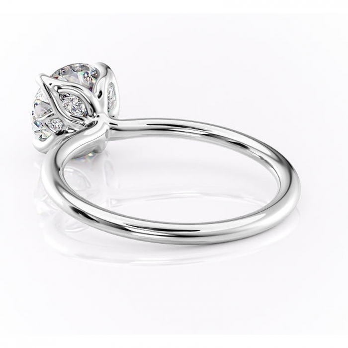 Inel de logodnă Zephyra din aur Alb 14kt cu moissanite tăietură rotundă – Solitar rafinată pentru profil înalt | Personalizează și configurează gratuit online [4]