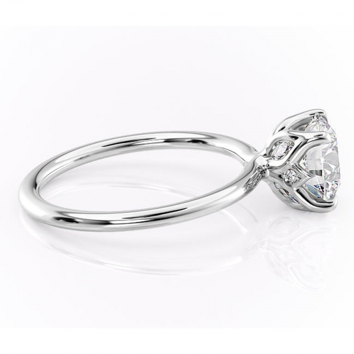 Inel de logodnă Zephyra din aur Alb 14kt cu moissanite tăietură rotundă – Solitar rafinată pentru profil înalt | Personalizează și configurează gratuit online [2]