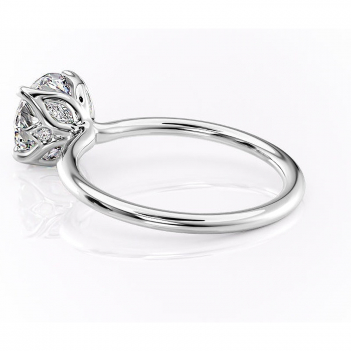 Inel de logodnă Zephyra din aur Alb 14kt cu moissanite tăietură rotundă – Solitar rafinată pentru profil înalt | Personalizează și configurează gratuit online [5]