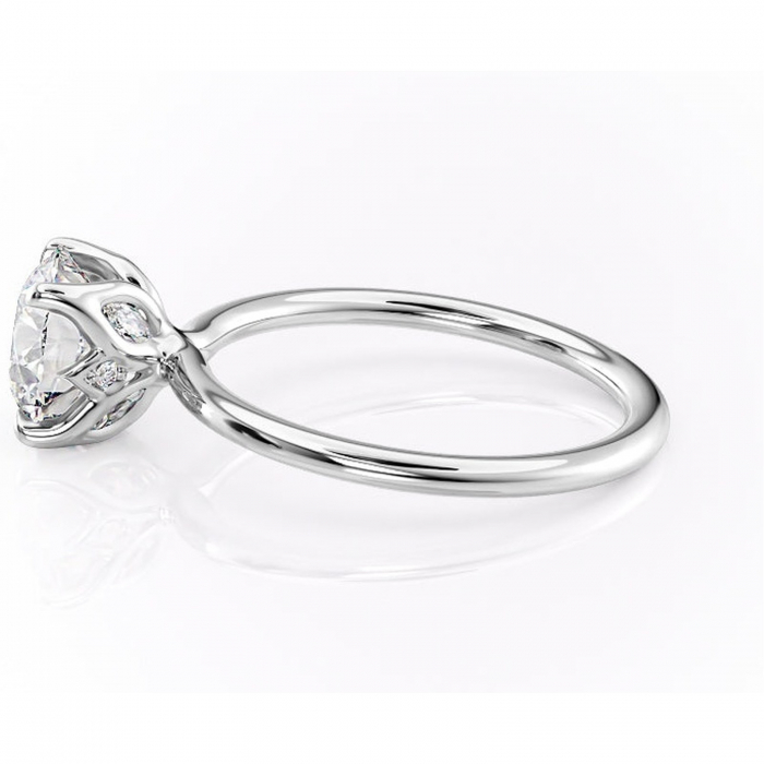 Inel de logodnă Zephyra din aur Alb 14kt cu moissanite tăietură rotundă – Solitar rafinată pentru profil înalt | Personalizează și configurează gratuit online [6]
