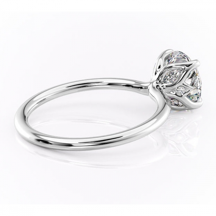 Inel de logodnă Zephyra din aur Alb 14kt cu moissanite tăietură rotundă – Solitar rafinată pentru profil înalt | Personalizează și configurează gratuit online [3]