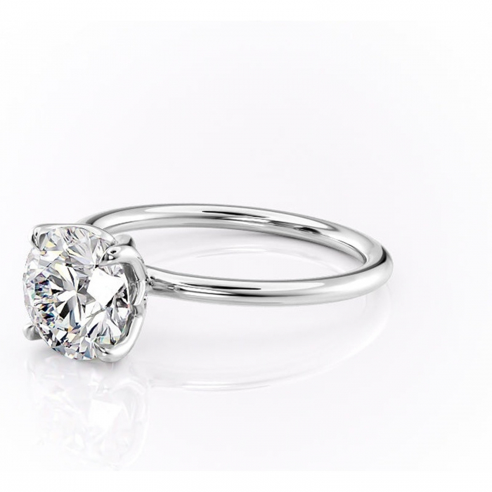 Inel de logodnă Zephyra din aur Alb 14kt cu moissanite tăietură rotundă – Solitar rafinată pentru profil înalt | Personalizează și configurează gratuit online [7]