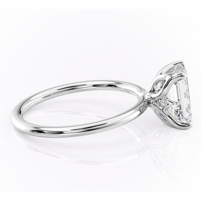 Inel de logodnă Zephyra din aur Alb 14kt cu moissanite tăietură smarald – Solitar rafinată pentru profil înalt | Personalizează și configurează gratuit online [2]