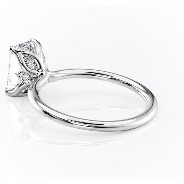 Inel de logodnă Zephyra din aur Alb 14kt cu moissanite tăietură smarald – Solitar rafinată pentru profil înalt | Personalizează și configurează gratuit online [5]