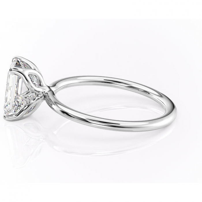 Inel de logodnă Zephyra din aur Alb 14kt cu moissanite tăietură smarald – Solitar rafinată pentru profil înalt | Personalizează și configurează gratuit online [6]