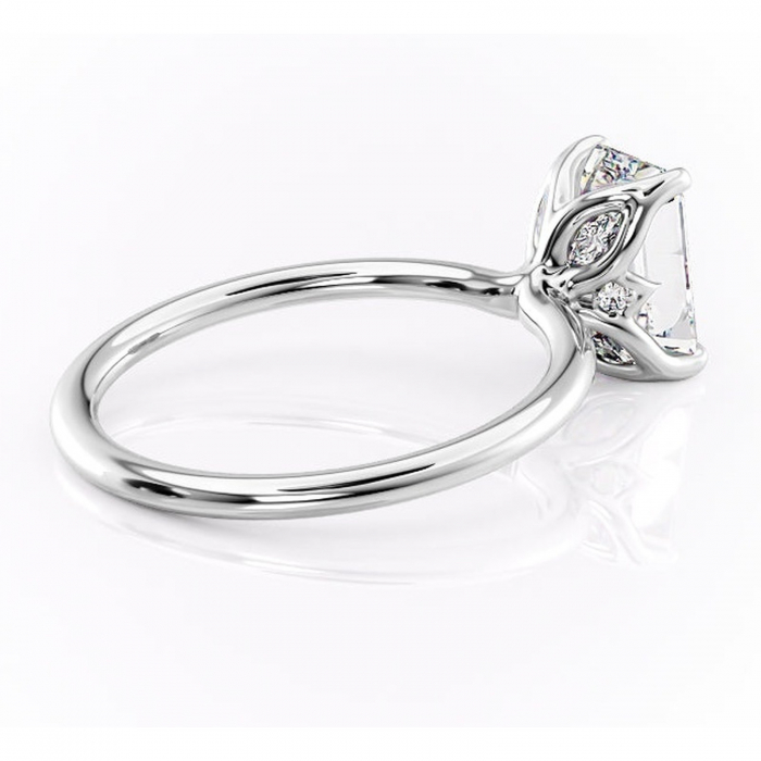Inel de logodnă Zephyra din aur Alb 14kt cu moissanite tăietură smarald – Solitar rafinată pentru profil înalt | Personalizează și configurează gratuit online [3]