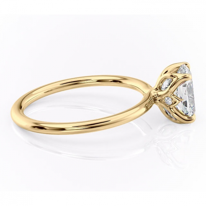 Inel de logodnă Zephyra din aur Galben 14kt cu moissanite tăietură asscher – Solitar rafinată pentru profil înalt | Personalizează și configurează gratuit online [2]