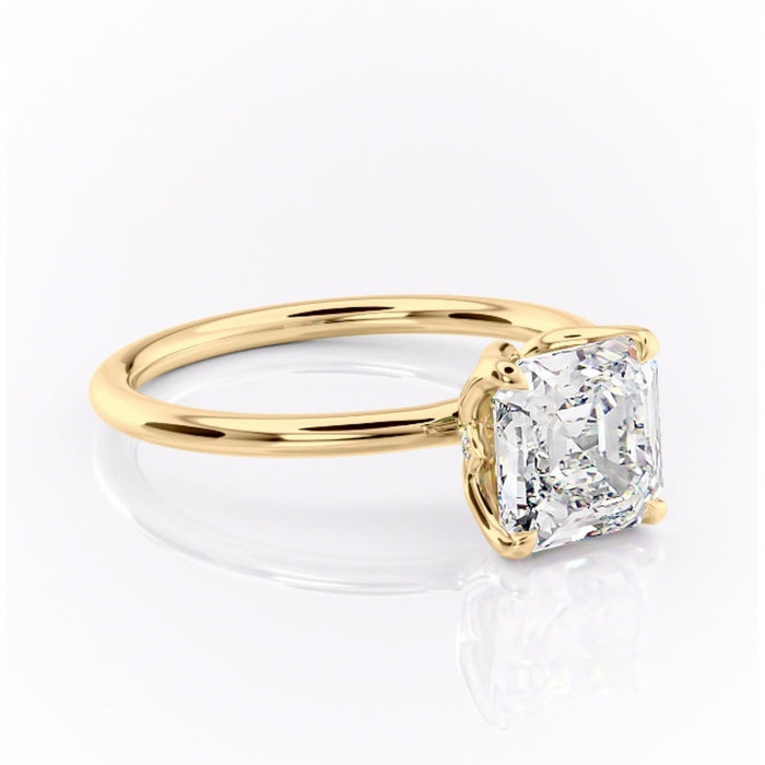 Inel de logodnă Zephyra din aur Galben 14kt cu moissanite tăietură asscher – Solitar rafinată pentru profil înalt | Personalizează și configurează gratuit online [1]