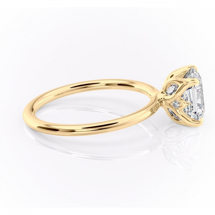 Inel de logodnă Zephyra din aur Galben 14kt cu moissanite tăietură asscher – Solitar rafinată pentru profil înalt | Personalizează și configurează gratuit online [2]
