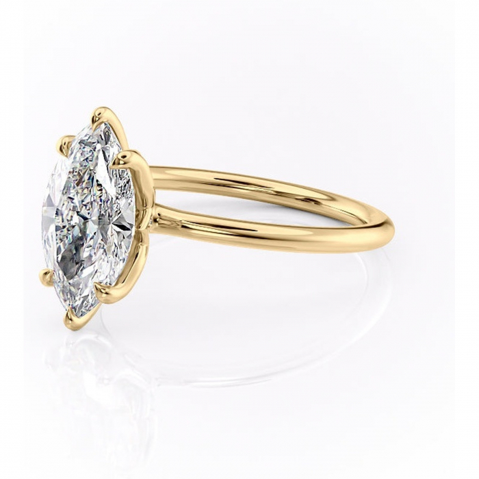 Inel de logodnă Zephyra din aur Galben 14kt cu moissanite tăietură marquise – Solitar rafinată pentru profil înalt | Personalizează și configurează gratuit online [7]