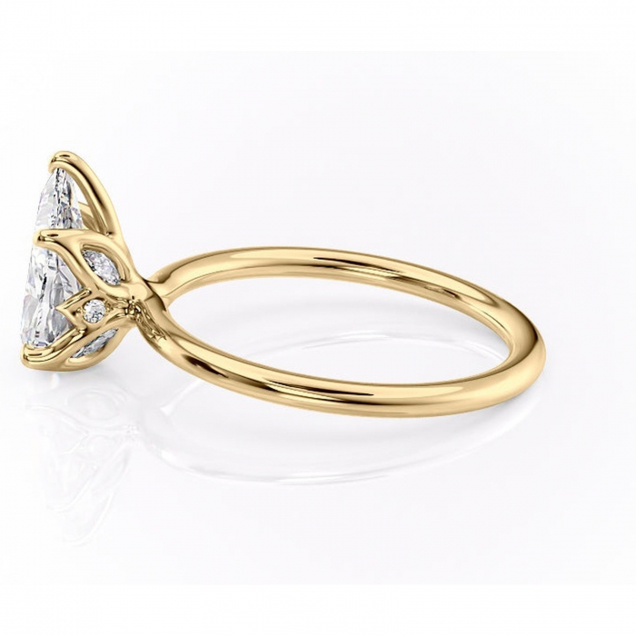 Inel de logodnă Zephyra din aur Galben 14kt cu moissanite tăietură pară – Solitar rafinată pentru profil înalt | Personalizează și configurează gratuit online [6]