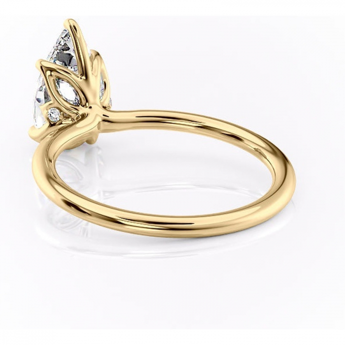 Inel de logodnă Zephyra din aur Galben 14kt cu moissanite tăietură pară – Solitar rafinată pentru profil înalt | Personalizează și configurează gratuit online [4]