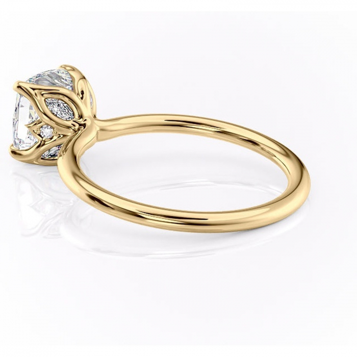 Inel de logodnă Zephyra din aur Galben 18kt cu moissanite tăietură pernă – Solitar rafinată pentru profil înalt | Personalizează și configurează gratuit online [5]