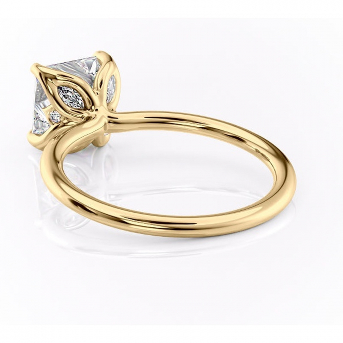 Inel de logodnă Zephyra din aur Galben 14kt cu moissanite tăietură princess – Solitar rafinată pentru profil înalt | Personalizează și configurează gratuit online [4]