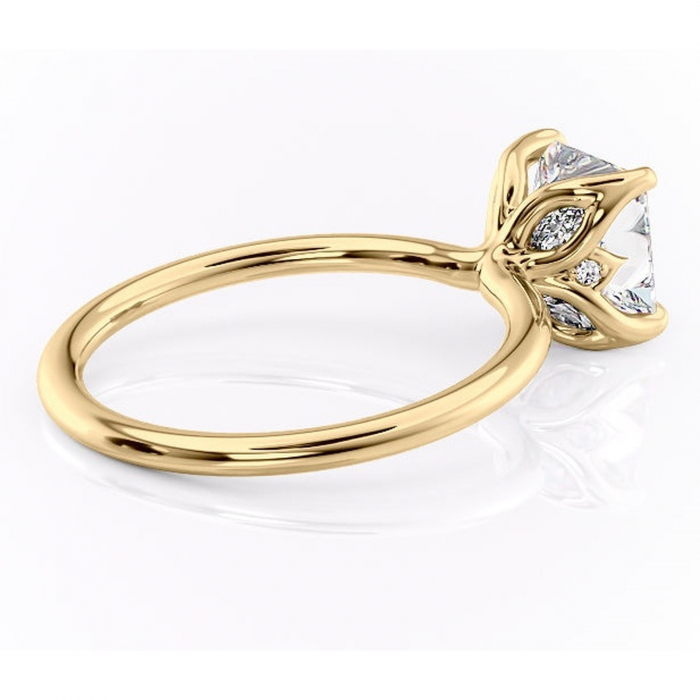 Inel de logodnă Zephyra din aur Galben 14kt cu moissanite tăietură princess – Solitar rafinată pentru profil înalt | Personalizează și configurează gratuit online [3]