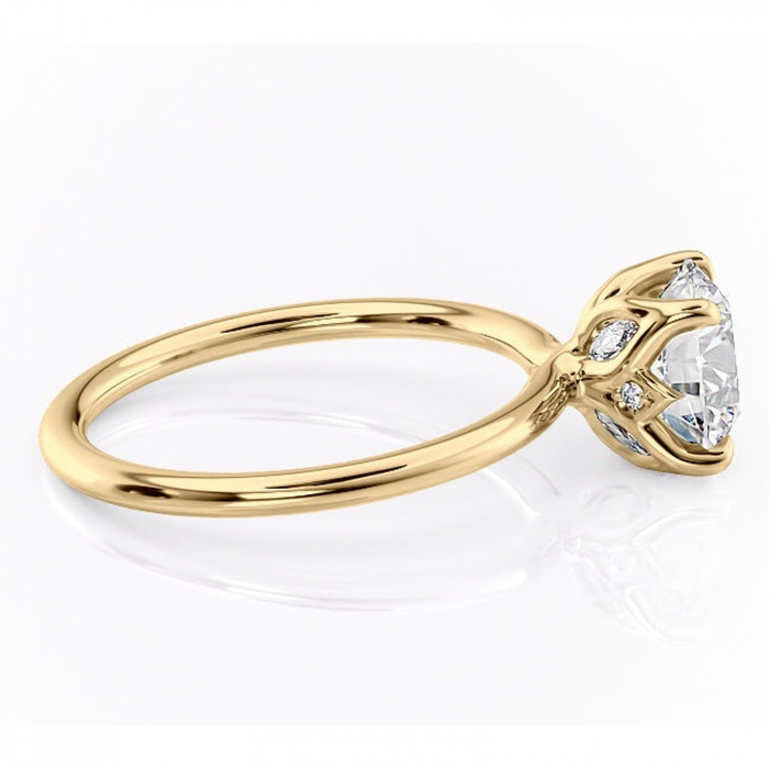 Inel de logodnă Zephyra din aur Galben 14kt cu moissanite tăietură rotundă – Solitar rafinată pentru profil înalt | Personalizează și configurează gratuit online [2]