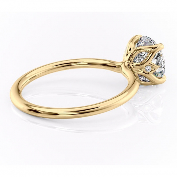 Inel de logodnă Zephyra din aur Galben 14kt cu moissanite tăietură rotundă – Solitar rafinată pentru profil înalt | Personalizează și configurează gratuit online [3]