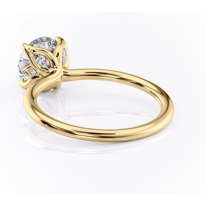 Inel de logodnă Zephyra din aur Galben 14kt cu moissanite tăietură rotundă – Solitar rafinată pentru profil înalt | Personalizează și configurează gratuit online [4]