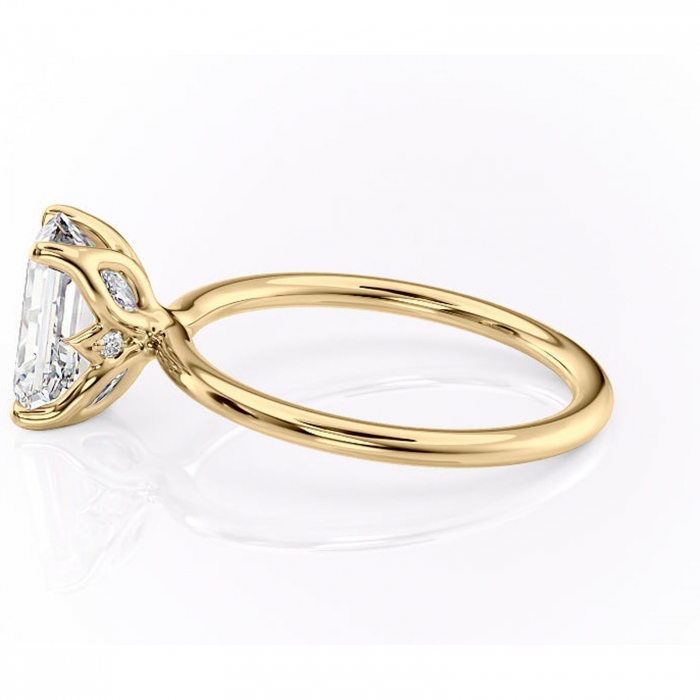 Inel de logodnă Zephyra din aur Galben 14kt cu moissanite tăietură smarald – Solitar rafinată pentru profil înalt | Personalizează și configurează gratuit online [6]