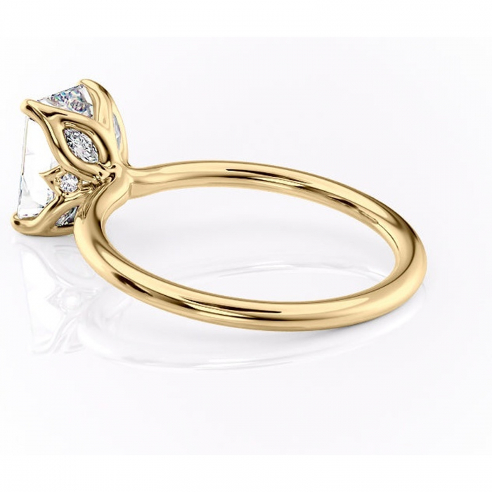 Inel de logodnă Zephyra din aur Galben 14kt cu moissanite tăietură smarald – Solitar rafinată pentru profil înalt | Personalizează și configurează gratuit online [5]