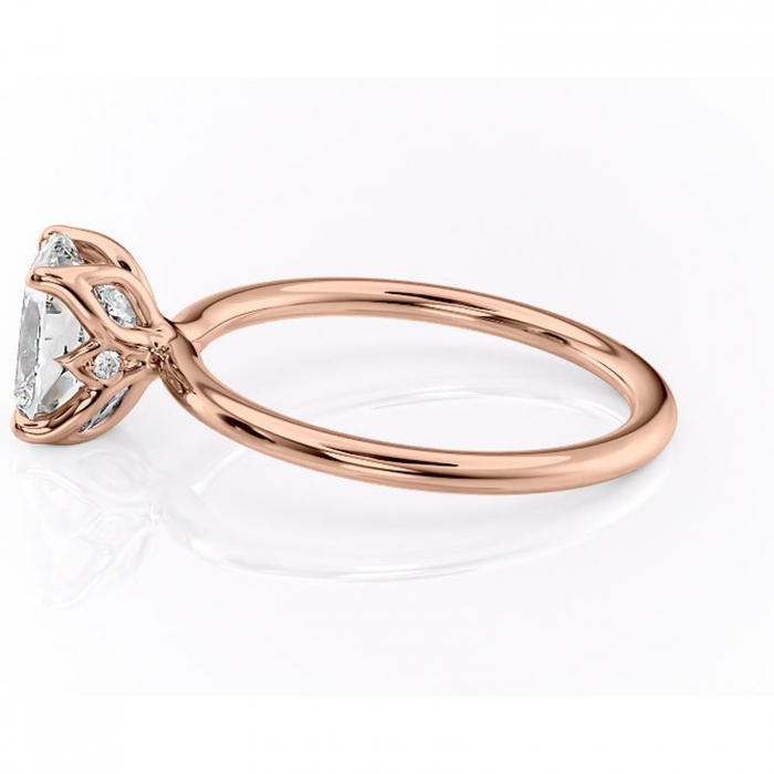 Inel de logodnă Zephyra din aur Rose 14kt cu moissanite tăietură asscher – Solitar rafinată pentru profil înalt | Personalizează și configurează gratuit online [6]