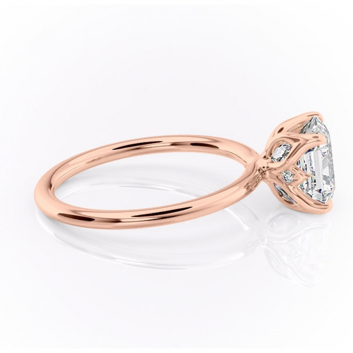 Inel de logodnă Zephyra din aur Rose 18kt cu moissanite tăietură asscher – Solitar rafinată pentru profil înalt | Personalizează și configurează gratuit online [2]