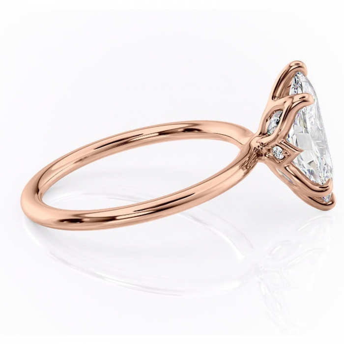 Inel de logodnă Zephyra din aur Rose 14kt cu moissanite tăietură marquise – Solitar rafinată pentru profil înalt | Personalizează și configurează gratuit online [2]