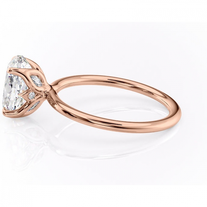 Inel de logodnă Zephyra din aur Rose 14kt cu moissanite tăietură ovală – Solitar rafinată pentru profil înalt | Personalizează și configurează gratuit online [6]