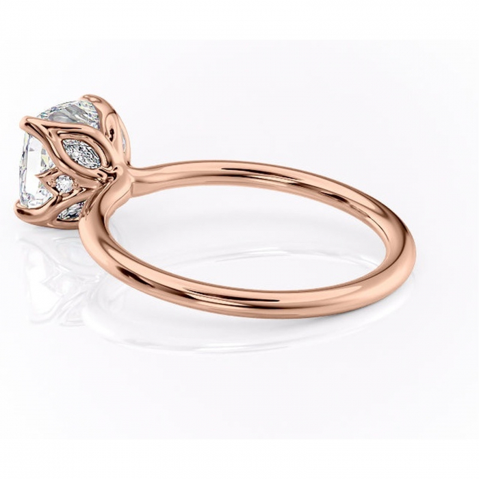 Inel de logodnă Zephyra din aur Rose 14kt cu moissanite tăietură pernă – Solitar rafinată pentru profil înalt | Personalizează și configurează gratuit online [5]